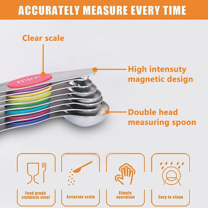 Cilifer®Stainless Steel Magnetic Measuring Spoons Set