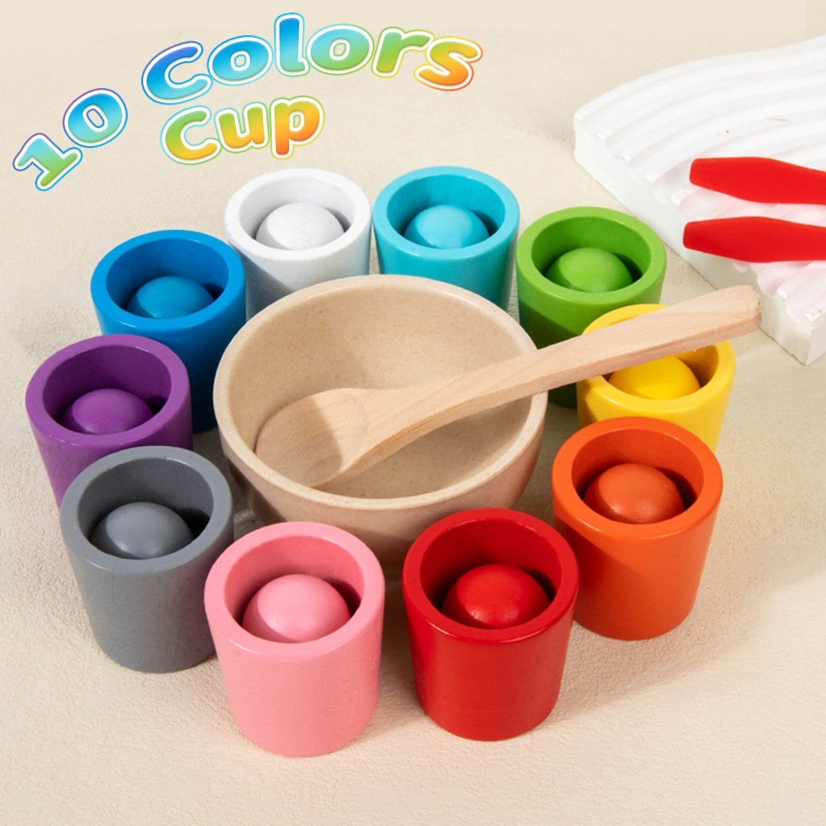 Cilifer®Rainbow Balls in Cups Toddler Toys - Safe Size & Non-toxic Materials
