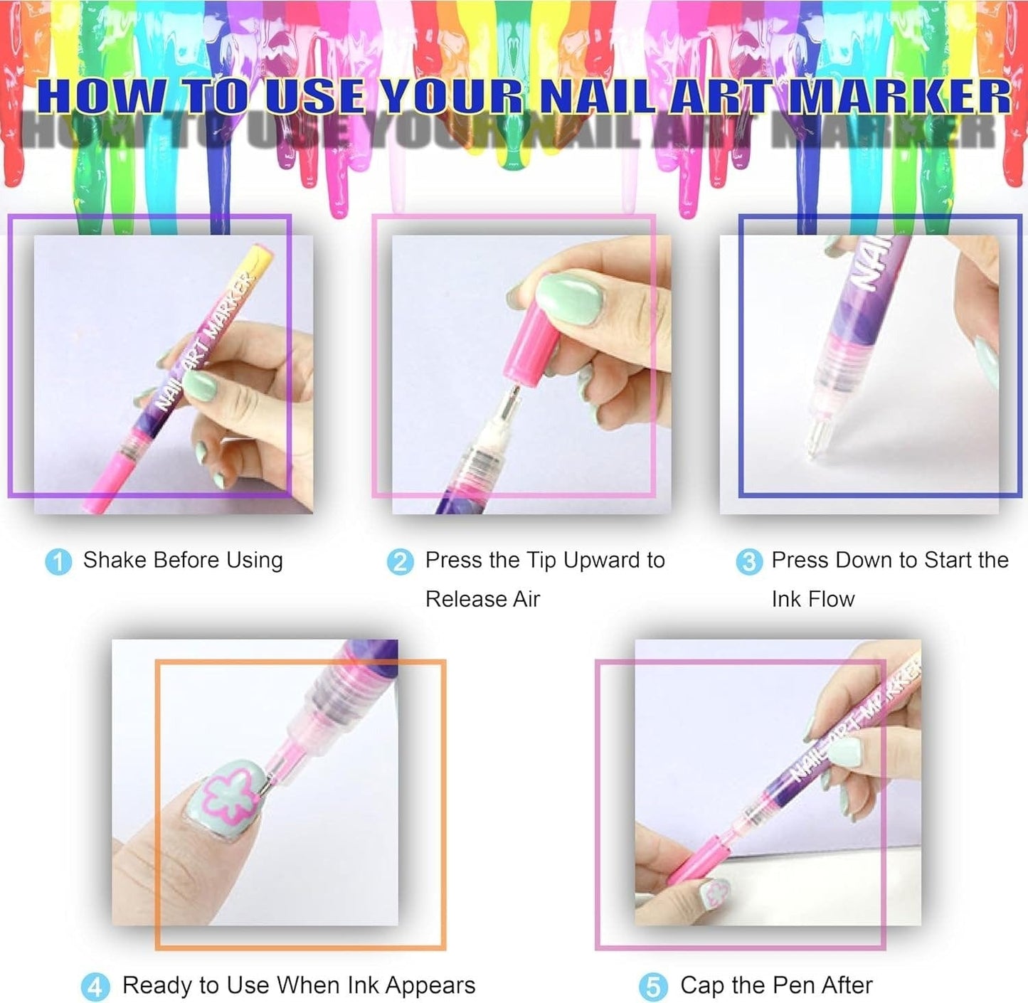 Cilifer®12 Colors Nail Art Pens Set