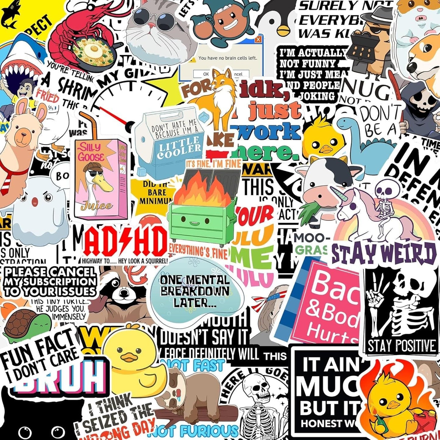 Cilifer® Set of 130 Pcs Funny Saying Stickers