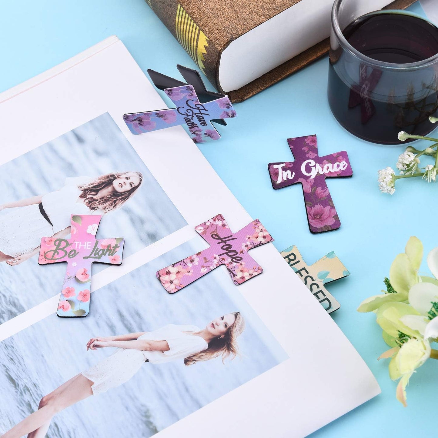 Cilifer®📖16 Pcs Magnetic Cross Bookmarks Gifts for Bible Study. Readers. Teachers. Students🌸✝️