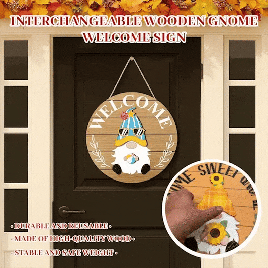Cilifer®Season Promotion🌟Your Year-Round Festival of Creativity!🎄Interchangeable Wooden Gnome Welcome Sign🎈