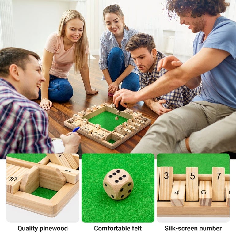 Cilifer®SHUT THE BOX-WOODEN DICE BOARD GAME