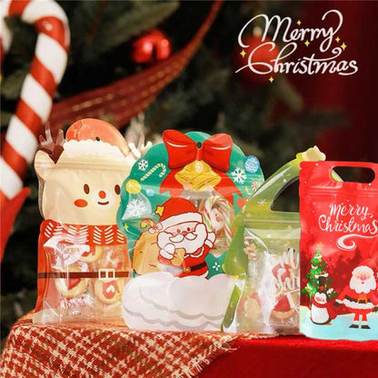 Cilifer®Christmas Treat Bags. Kids Xmas Sealable Bags With Handle 10 PCS