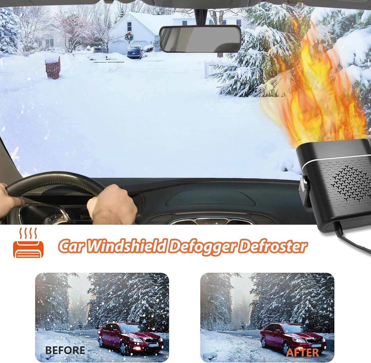 New Upgrade Portable Car Heater. 60s Fast Demisting Defroster