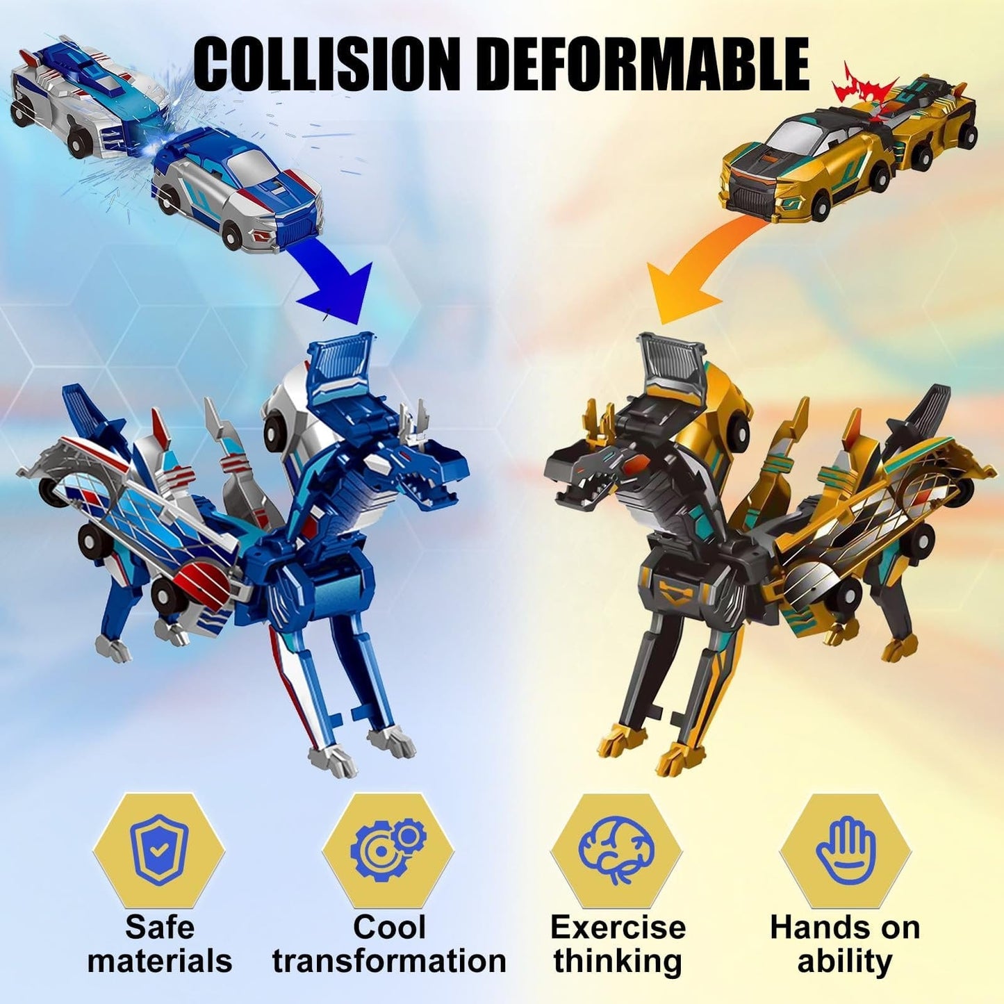 CZTICLE®🎁Children's Day Special✨ Collision Transforming Dinosaur Car Toy