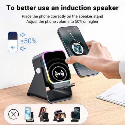 Cilifer® 5-in-1 Wireless Induction Bluetooth Speaker with Adjustable Phone Stand