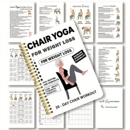 Cilifer®30-Day Chair Yoga Weight Loss Spiral Notebook & Exercise Guide