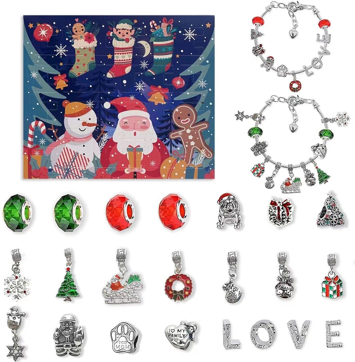 Cilifer®DIY 24 Days Christmas Countdown Calendar Bracelets Set