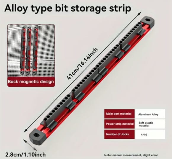 Cilifer®Pro-Series Aluminum Magnetic Hex Bit Organizer | 40-Slot 1/4 Drive Holder