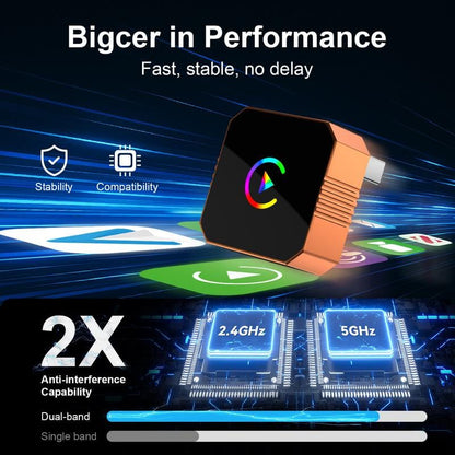 Cilifer®New CarPlay 2026 Wireless Adapter for iPhone/Android Apple 17 Orange Fast Connect No Delay Hands-Free Calling Electronic Charger CarPlay Adapter