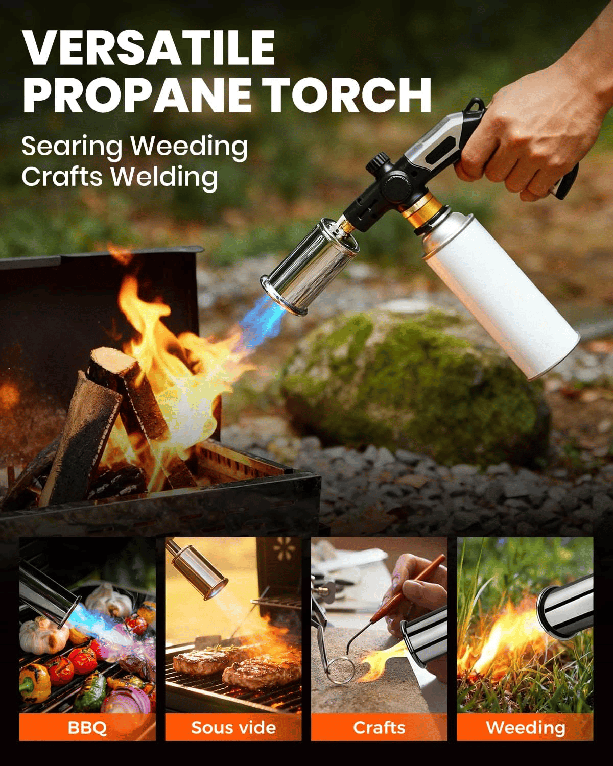 Cilifer®Powerful Propane Torch(Propane Tank Not Included)  Instant Ignition for Grilling. Charcoal. Soldering & Outdoor Cooking