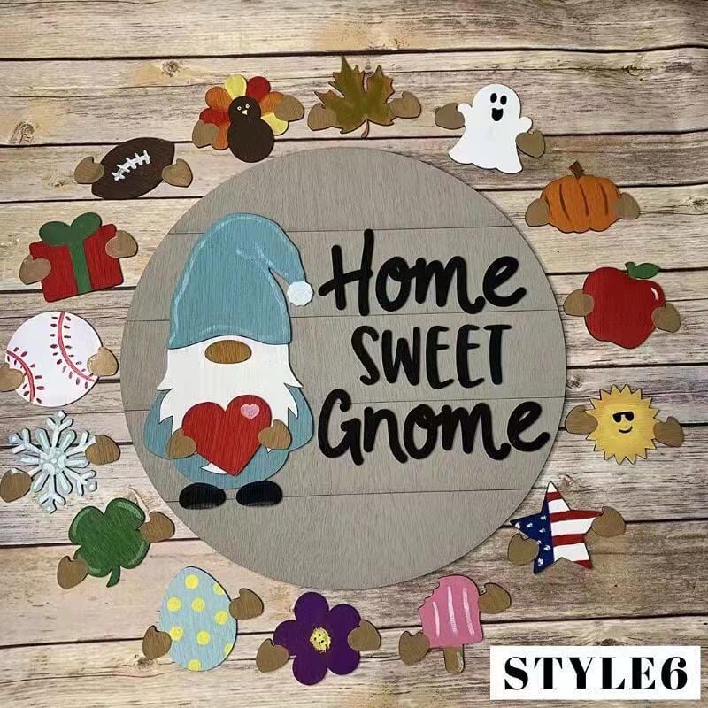 Cilifer®Season Promotion🌟Your Year-Round Festival of Creativity!🎄Interchangeable Wooden Gnome Welcome Sign🎈