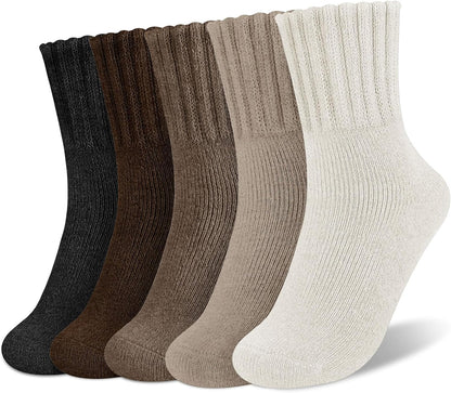 Cilifer®5 Pairs Women's Solid Mid-calf Socks