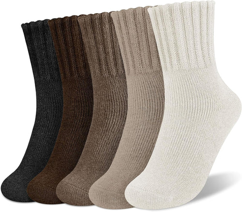 Cilifer®5 Pairs Women's Solid Mid-calf Socks