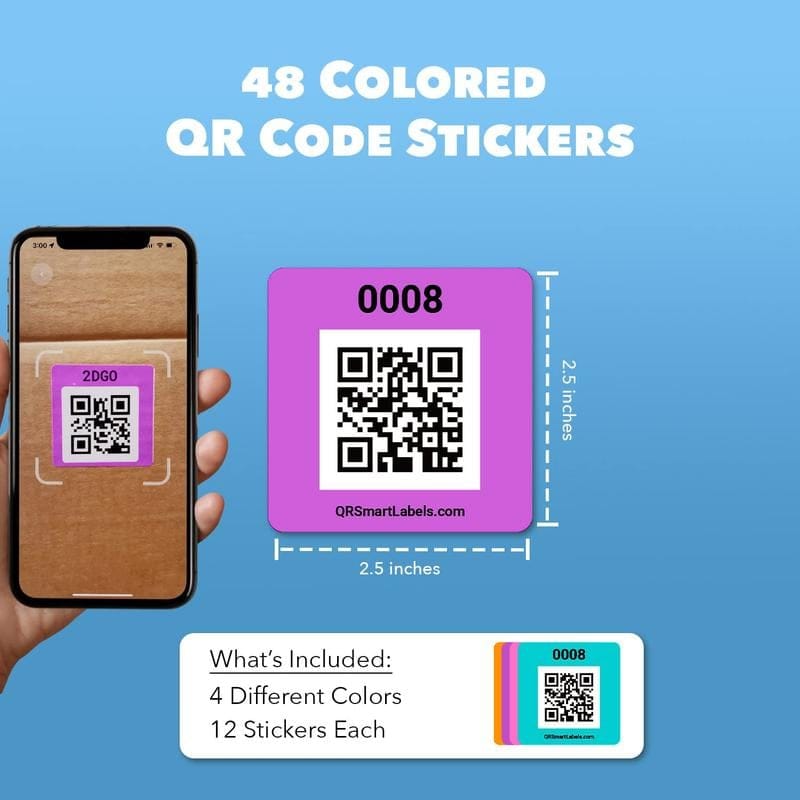 Cilifer®Original Color-Coded Scannable QR Labels (48 Pack)