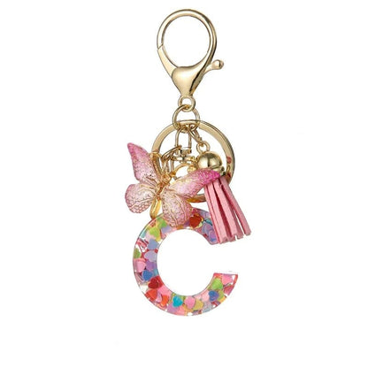 Cilifer®Butterfly Letter Keychain Tassel Design Vibrant Durable Lightweight Gift