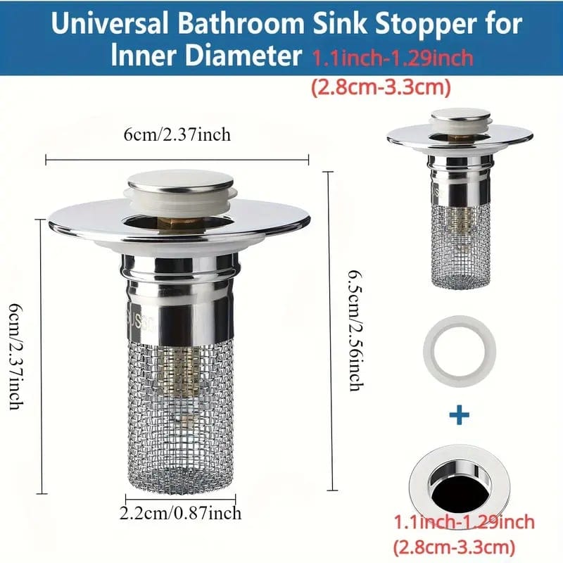 Cilifer® Bathroom Sink Stopper Hair Catcher. Universal Pop Up Sink Drain Filter with Stainless Steel Filter Basket. Bathroom Sink Drain Strainer