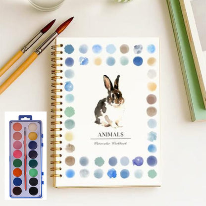 Cilifer®🎁Early Xmas Sales - 50% OFF🎅Watercolor Workbook for Beginners with 16 Colors Paint